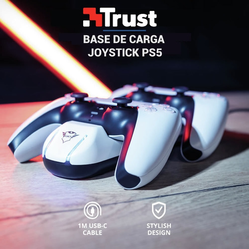 Imagen 3 de 9 de Base Cargador Ps5 Trust Gxt-251 Joystick Playstation 5 Doble