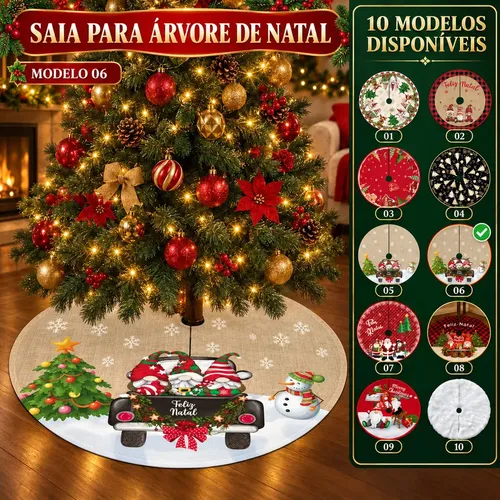 Saia Tapete Base Árvore De Natal Decoração Papai Noel Enfeite Natalino Luxo Modelo 6 Luvinco