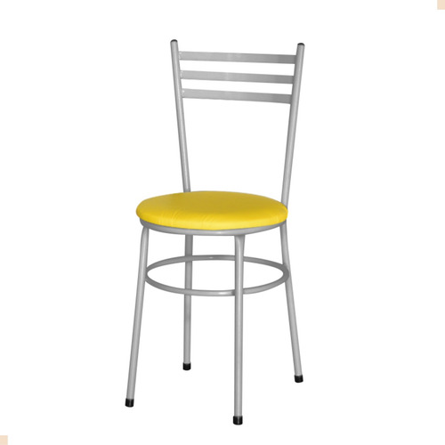 Kit 6 Cadeiras De Jantar Epoxi Cinza Para Cozinha Assento Amarelo Desenho Do Tecido Liso