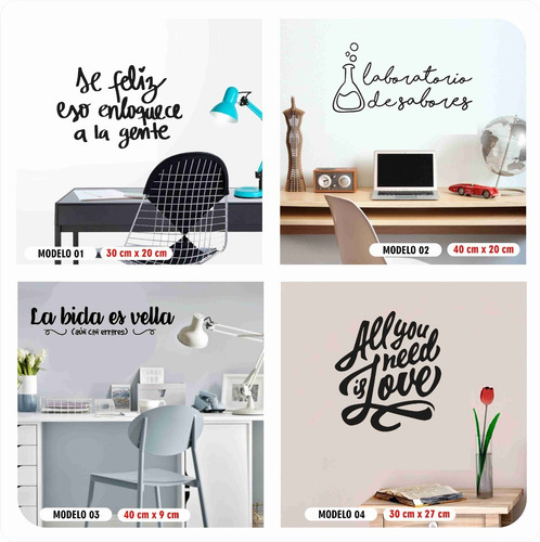 Imagen 5 de 10 de Vinilo Decorativo Frases Pared Vidrio Heladera Espejo Cocina