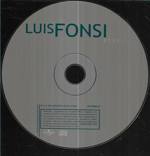 Luis Fonsi Album Eterno Sello Universal Cd S/portadas