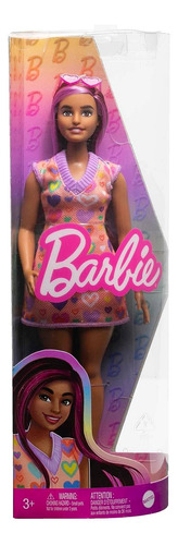 Barbie Fashionista #207 Muñeca Curvy Con Vestido De Corazone