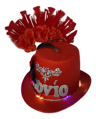 Juego Sombrero Novio Cotillon Galera Con Luces +tiara 