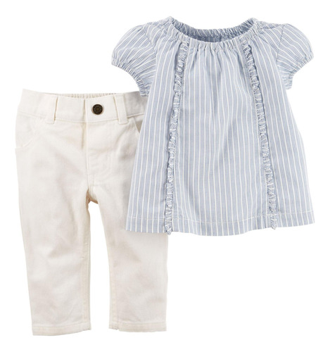 Carters Colección Baby Girl 2pc Ticking Stripe, Azul