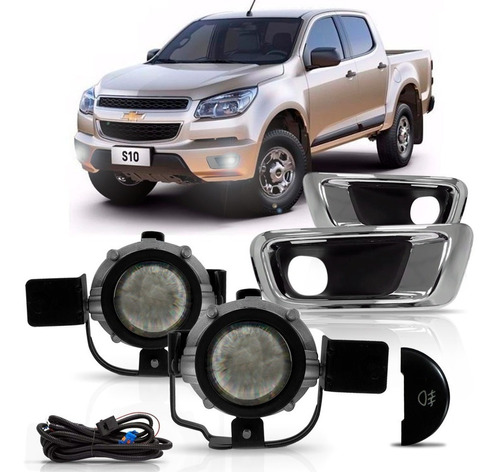 Kit Farol Milha Neblina S10 Ltz 2012 À 2016 Moldura Cromada