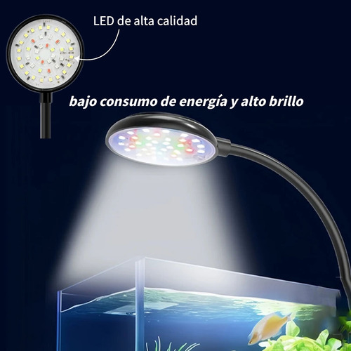 Lámpara 6w Usb Para Pecera Con Clip, 3 Modos De Luz