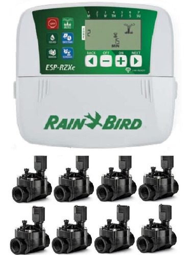 Programador Riego Rain Bird Rzxe8 + 8 Válvulas Conector Wifi