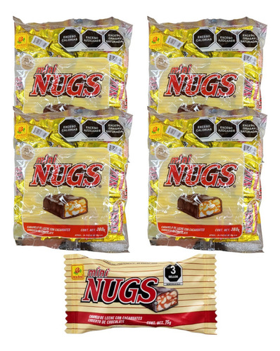 Mini Nugs Chocolate 72pz Con Caramelo Cacahuate De La Rosa E