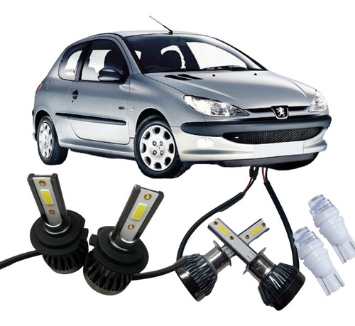 Kit De Luces Cree Led Peugeot 206 Altas Y Bajas H1  H7 + Pos