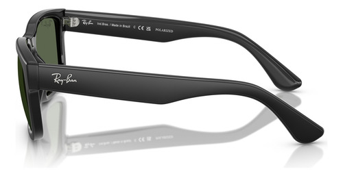 Ray-Ban RB4438l 60699a 58, marco negro polarizado, varilla negra mate, lente verde oscuro, diseño rectangular