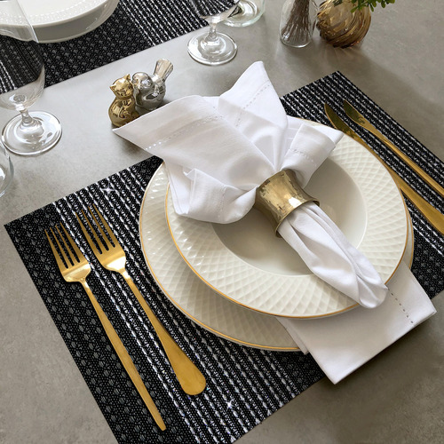 10 Jogo Americano Mesa Posta Luxo Impermeável Pvc Mz Meta Vr Cor M6 Preto Grafite Cinza Claro Escuro Café Metalico Mz Retangular