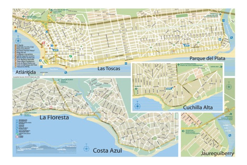 Mapa De La Costa De Oro - Canelones - Lámina 45x30 Cm.