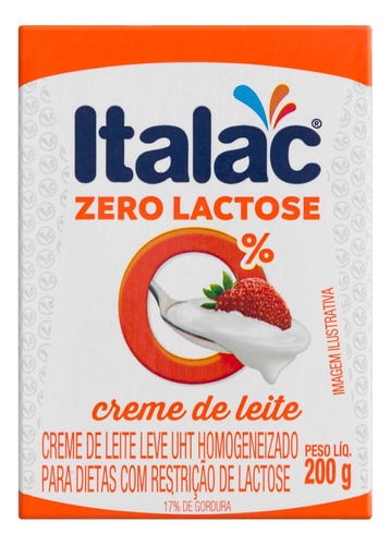 Creme de Leite UHT Leve Homogeneizado Zero Lactose Italac Caixa 200g