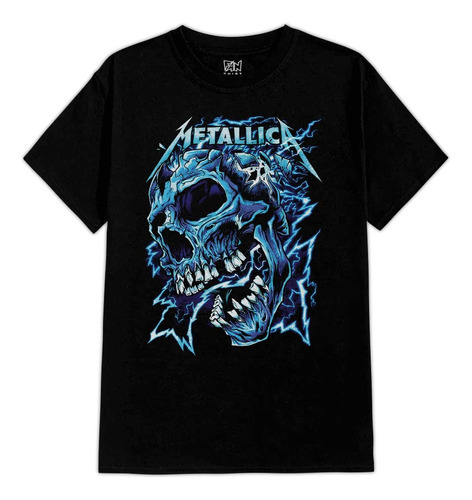 Metallica 725 Calavera Y Rayos Polera Estampada