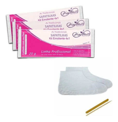 Kit Pedicure - Sapatilha Com Emoliente, Lixa E Palito - 50un