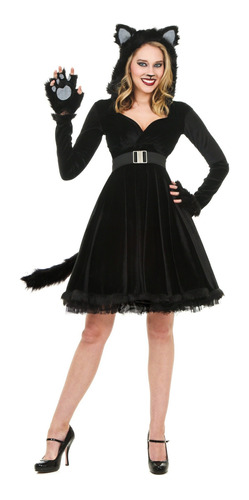 Disfraz Talla Medium Para Mujer De Gato Negro Halloween