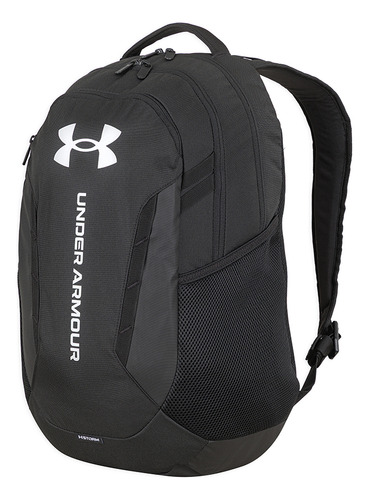 Mochila Under Armour Hustle 6.0 Backpack Unisex Negro Unisex. Diseño De La Tela Lisa Color Black / Black / White