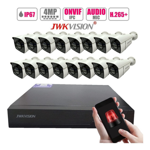 Kit De 16 Camaras Ip Bullet 4 Megapixeles Con Audio Jwk