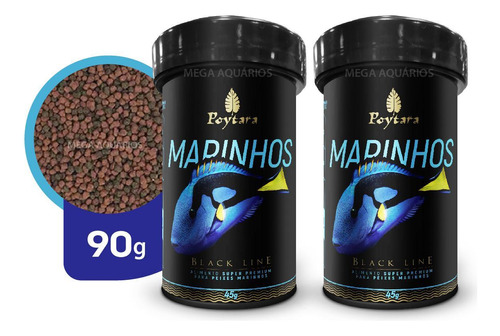 Ração Peixes Aquário Poytara Marinhos Médios Kit 90g