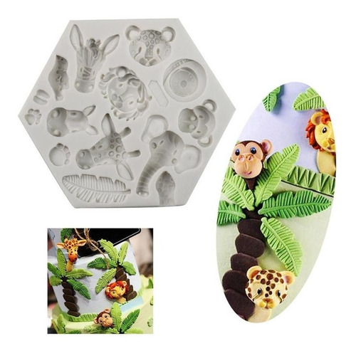 Molde De Silicone Bichos Safari Selva Animais Confeitaria