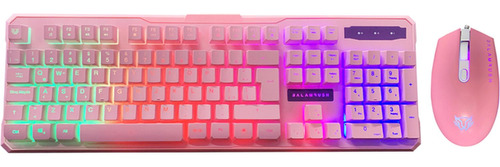 Kit Teclado Mouse Balam Rush Squad Ktm330 Led Usb Rosa