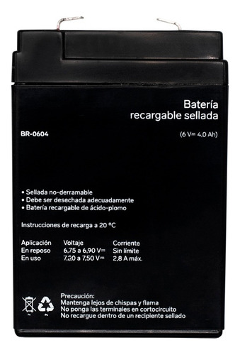 2 Pzs Br-0604 Batería Sellada Ácido-plomo 6v 4ah
