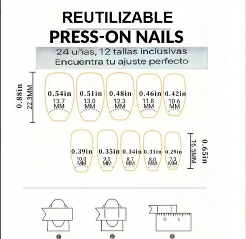 24pcs Simple Longitud Media Con Diseño Nail Art Tips Set
