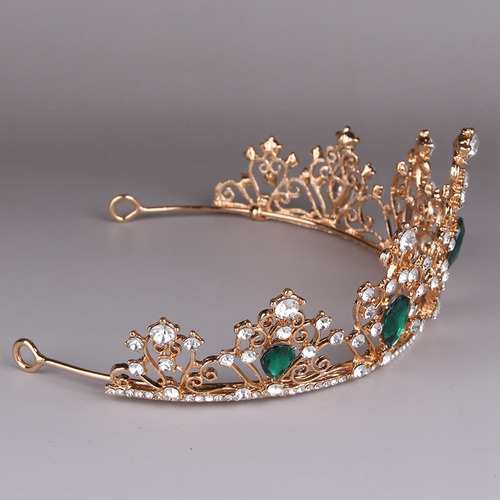 Diadema De Corona De Novia Verde Con Diamantes De Imitación