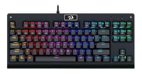 Teclado gamer Redragon Dark Avenger K568 QWERTY português Brasil cor preto com luz RGB