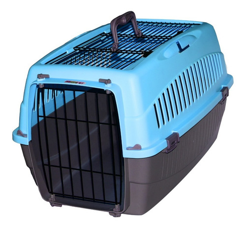 Jaula Transportadora Kennel Perro Gato 57x38x34 Mascota 1367 Color Azul