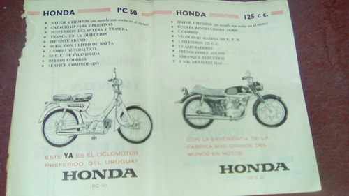 Folletos Propaganda Honda 50cc Y 125cc Año 1969