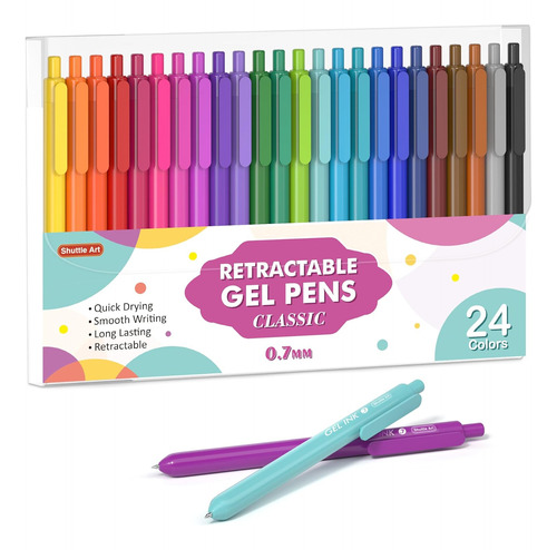 Bolígrafos De Gel Retráctiles De Colores, 24 Colores ...