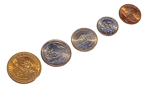 Monedas Estados Unidos 1 Dolar 25 / 10 / 5 / 1 Centavos X 5