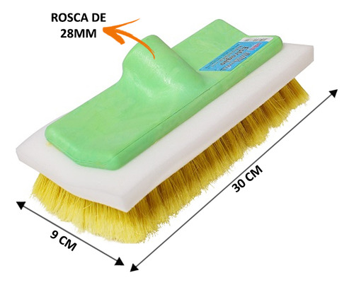 Vassoura Lava Ônibus Nylon Com Espuma Rosca 28mm - 4 Peças