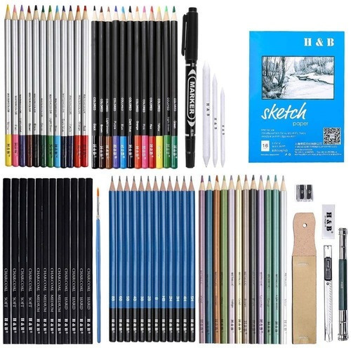 Estuche Con Kit De Lápices De Dibujo Profesional H & B 71 Pi