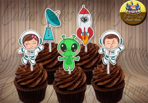 Astronauta Foguete Et 50 Topper Tags Para Cupcakes 