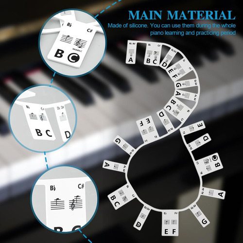 Calcomanía De Notas Para Piano 2 Etiquetas De Notas De Tecla