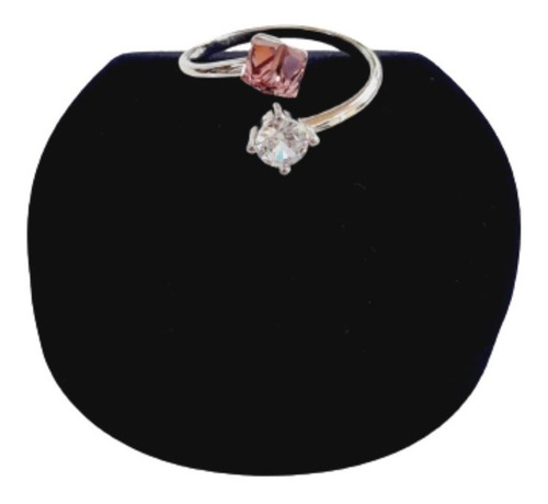 Anillo Plata Mujer 925 Cristal Swarovski Rosado Ajustable