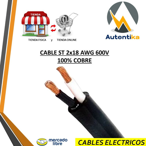 Cable St 2x18 Awg 600v 100% Cobre Nacional