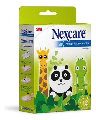 Venditas Impermeables 3m Nexcare Diseño Animales 12 Piezas