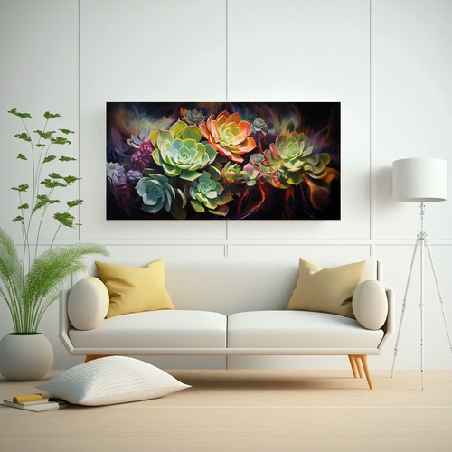 60x30cm Cuadro De Plantas Suculentas En Estilo Estilo Óleo