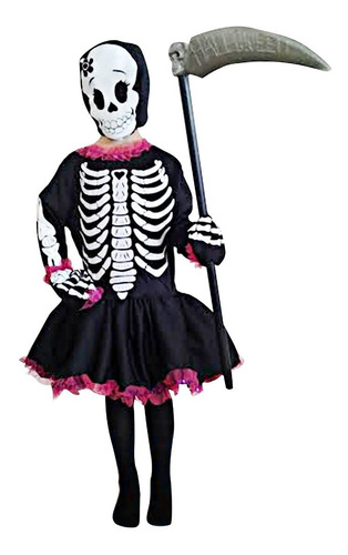 Disfraz Calavera Niña Chic Halloween Envío Gratis