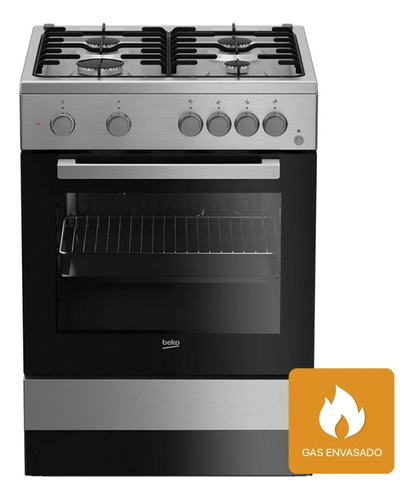 Cocina Beko FSS62010DX a gas/eléctrica 4 hornallas  plateada/negra 220V - 240V puerta con visor 71L