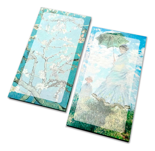 2 Block De Notas 50 Hojas Apuntes 17x9.5cm Monet Y Van Gogh