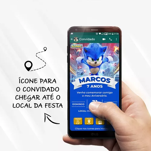 Convite interativo Gold tema: Sonic🤩 Nos siga para ver mais