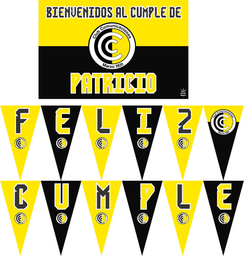 Club Comunicaciones Cartel Y Banderín Decoración Cumpleaños