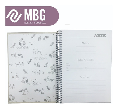 Cuaderno A5 Arte Nórdico 16 X21cm Espiral 80 Hojas Tapa Dura