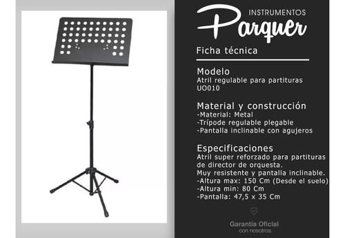 Atril Partituras Director Orquesta Parquer Reforzado Cuota