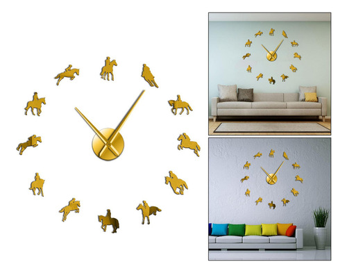 Diy Reloj De Pared Sin Marco 3d Espejo Pegatinas De Oro