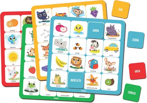 Bingo Jogo Cartelas Em Madeira Infantil Brinquedo Completo